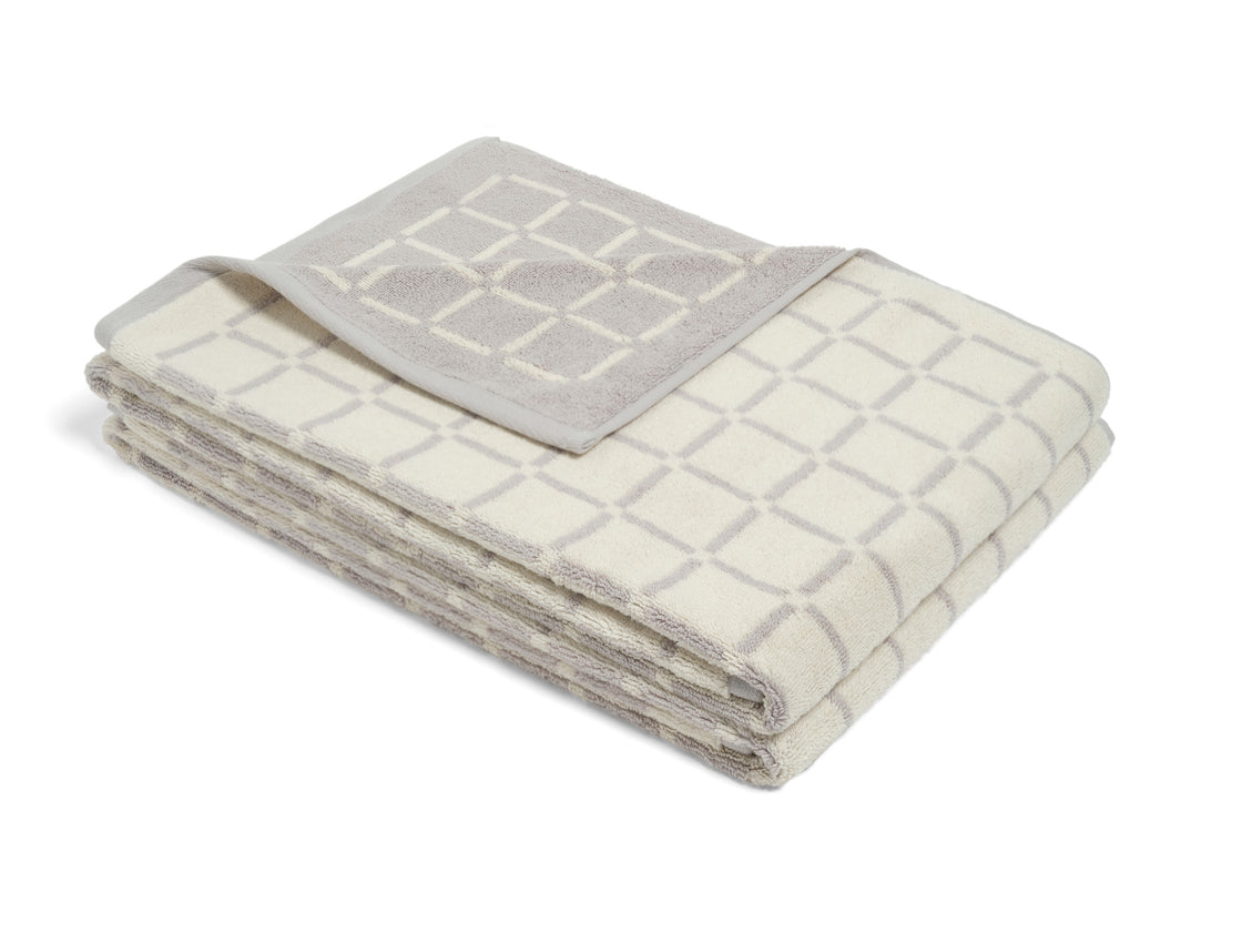 Bath Towel Butter & Stone Grid