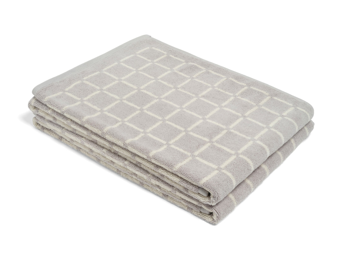 Bath Towel Butter & Stone Grid