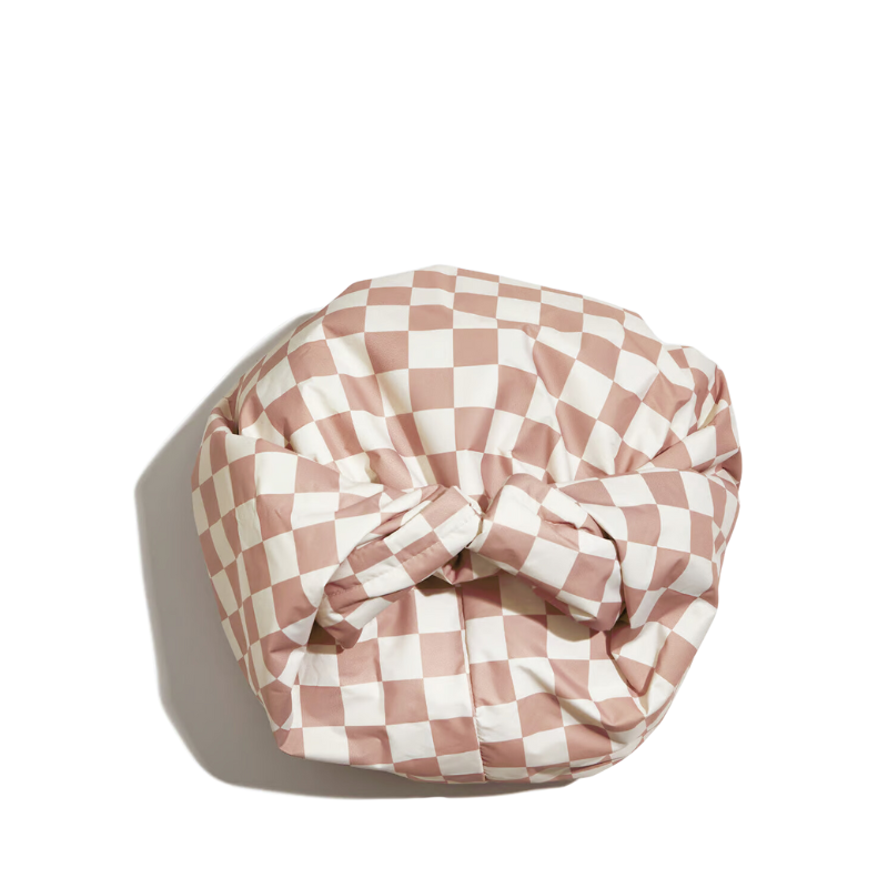 Satin Lined Flexi Shower Cap - Terracotta Checker