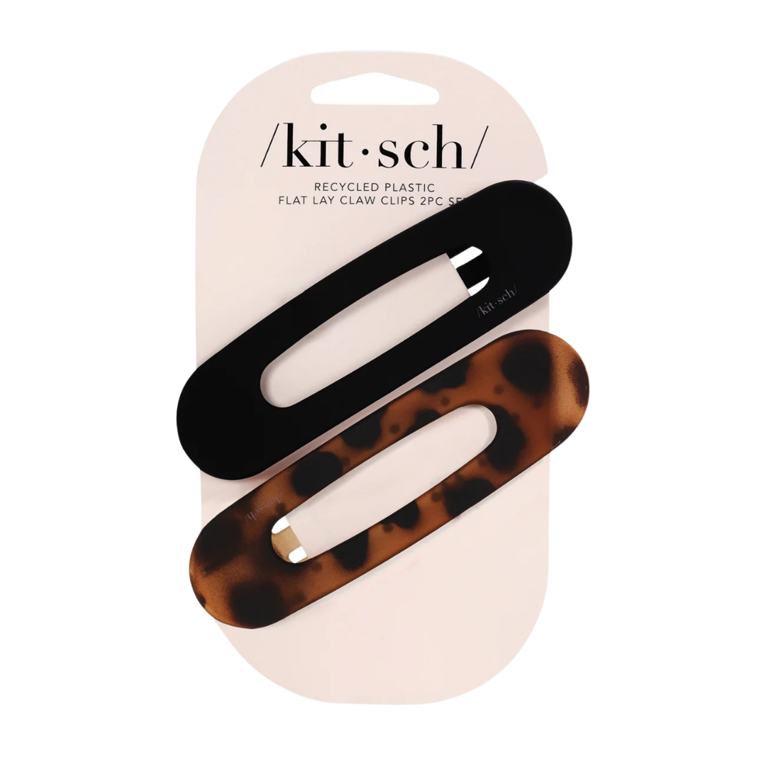 Flat Lay Claw Clip 2pc - Black & Tort