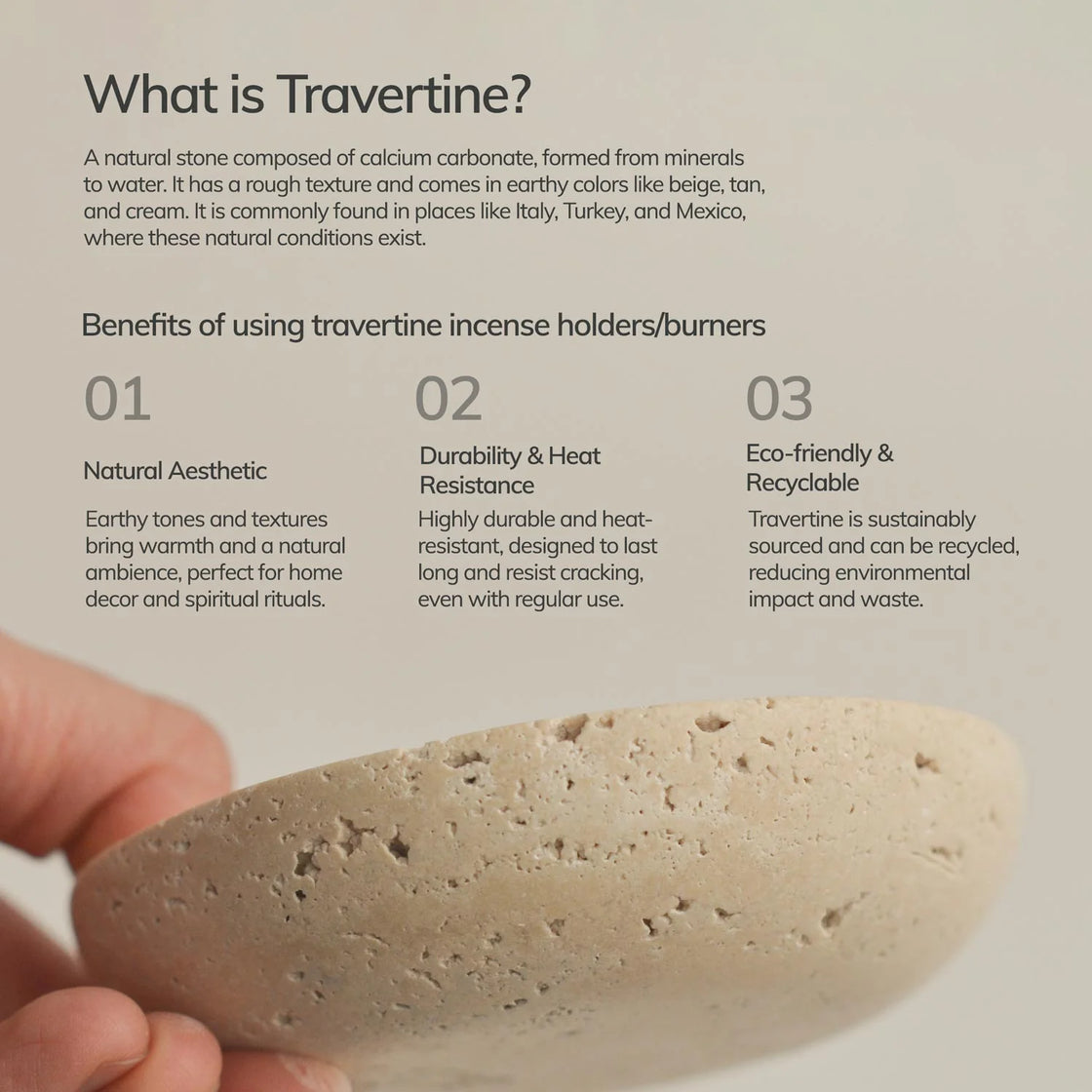 Travertine Sphere Incense & Smudging Burner