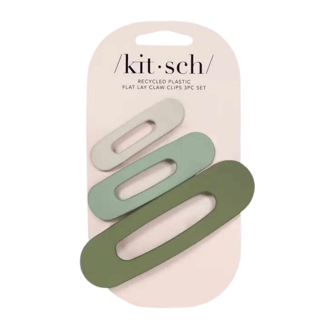 Recycled Plastic Matte Flat Lay Claw Clip Flat 3pc - Eucalyptus