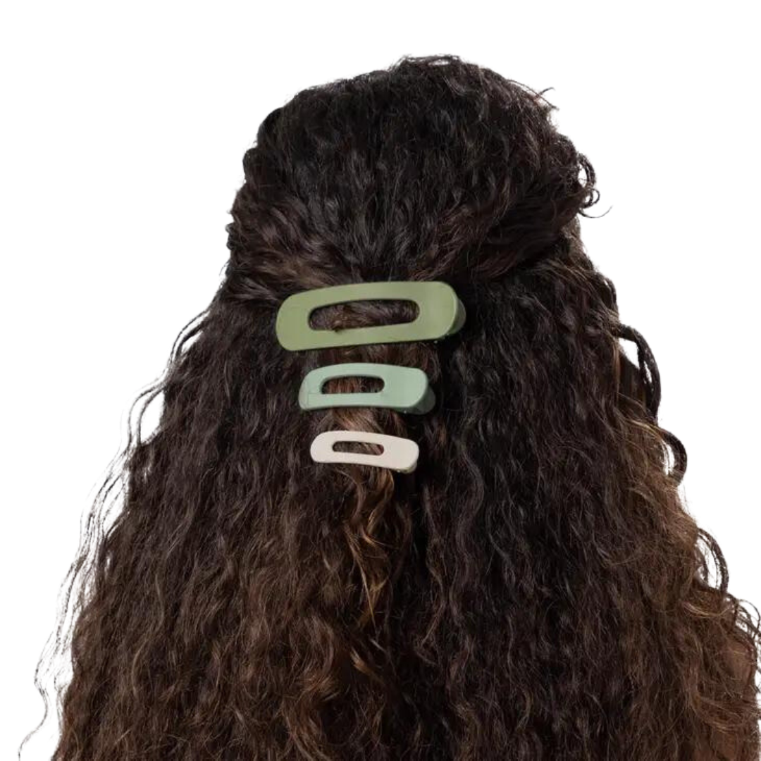 Recycled Plastic Matte Flat Lay Claw Clip Flat 3pc - Eucalyptus