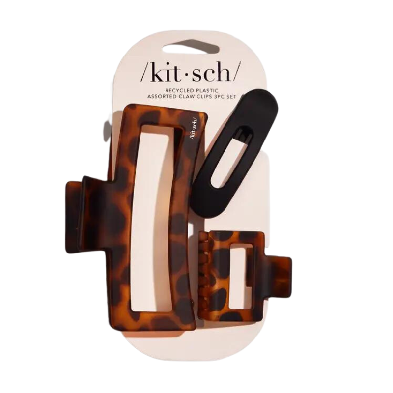 Recycled Plastic Assorted Claw Clip 3pc - Rectangular
