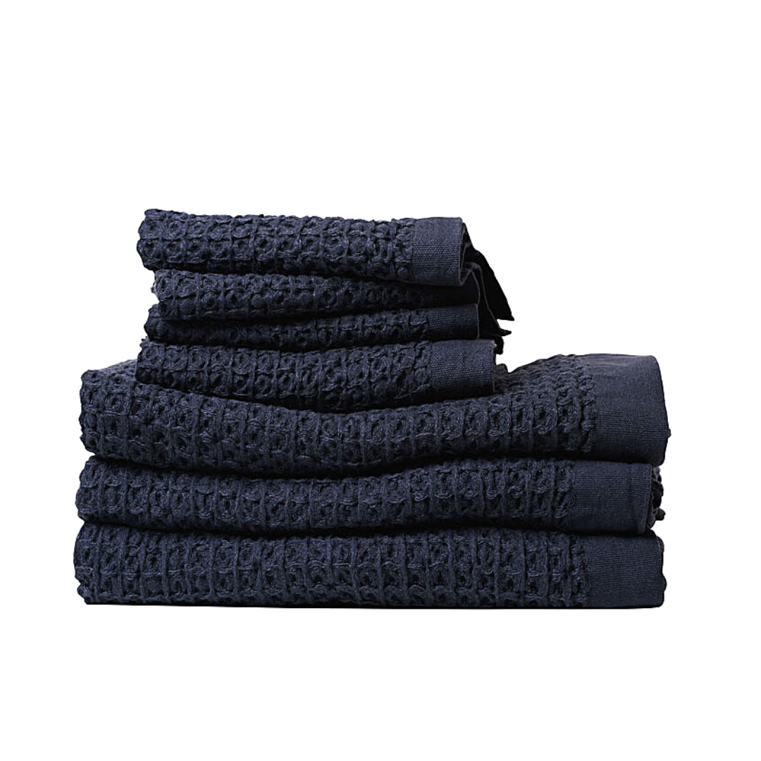 Brera Organic Waffle Towel - Navy