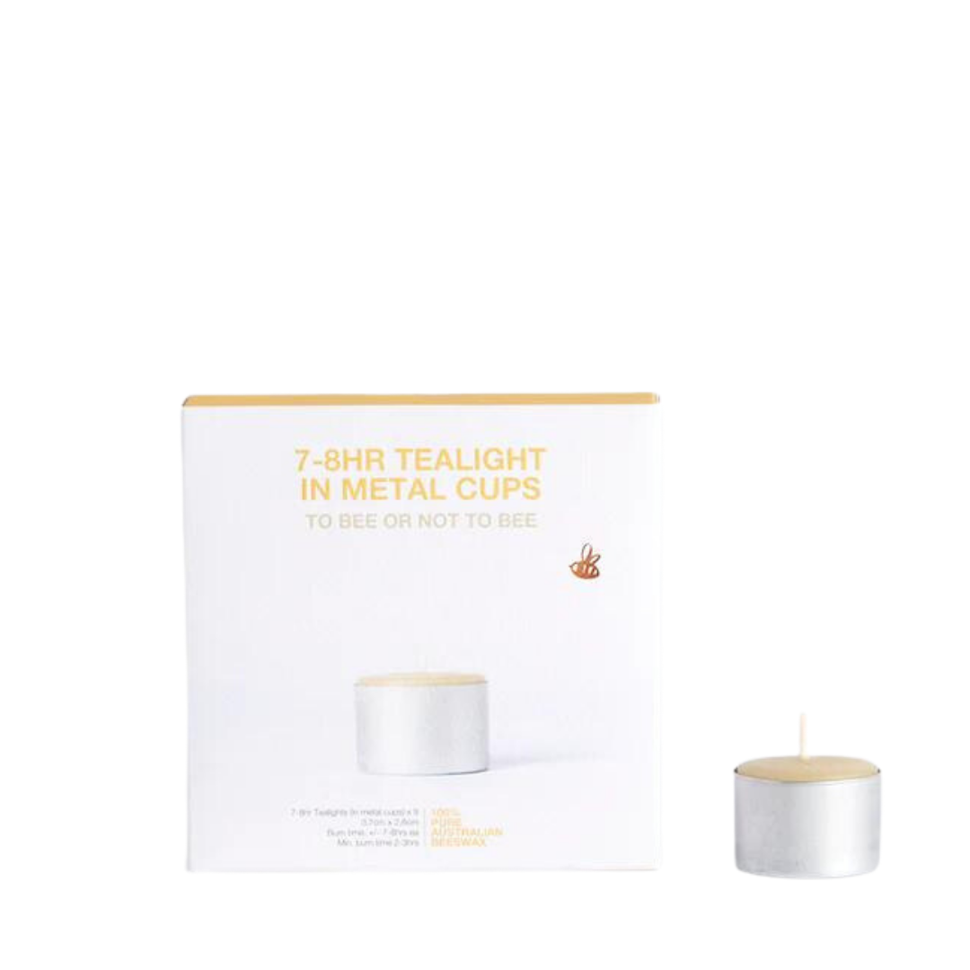 Tealight Beeswax Candles- Metal Cups (9 pk)