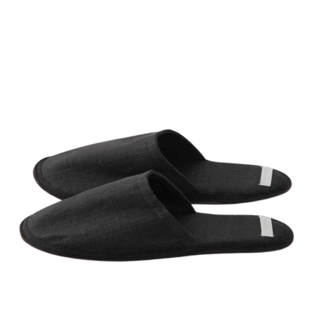 LINEN SLIPPERS- GRAPHITE