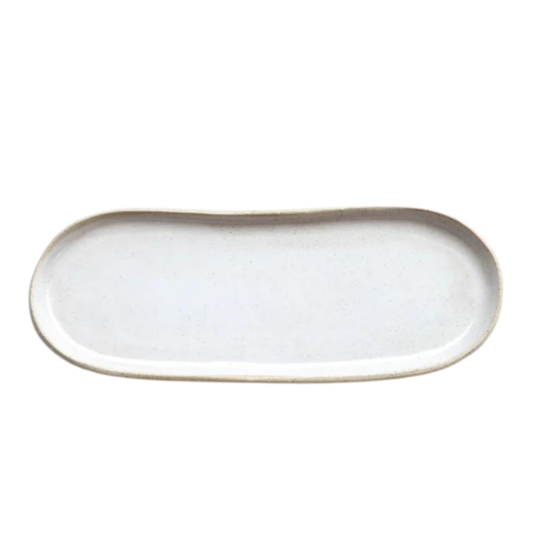 Pebble Long tray - White on Stone