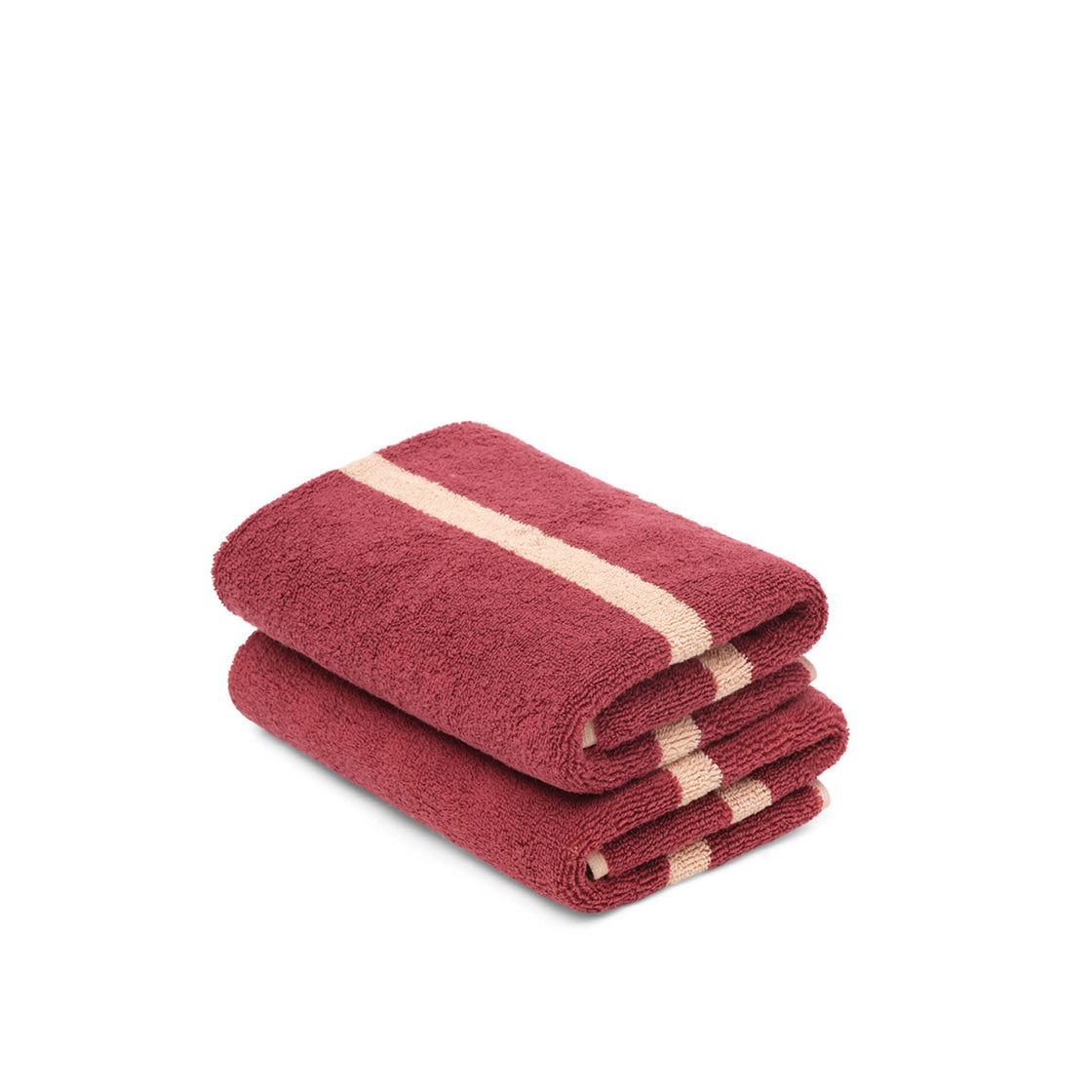 Hand Towel Pinstripe - Ruby & Almond Blush